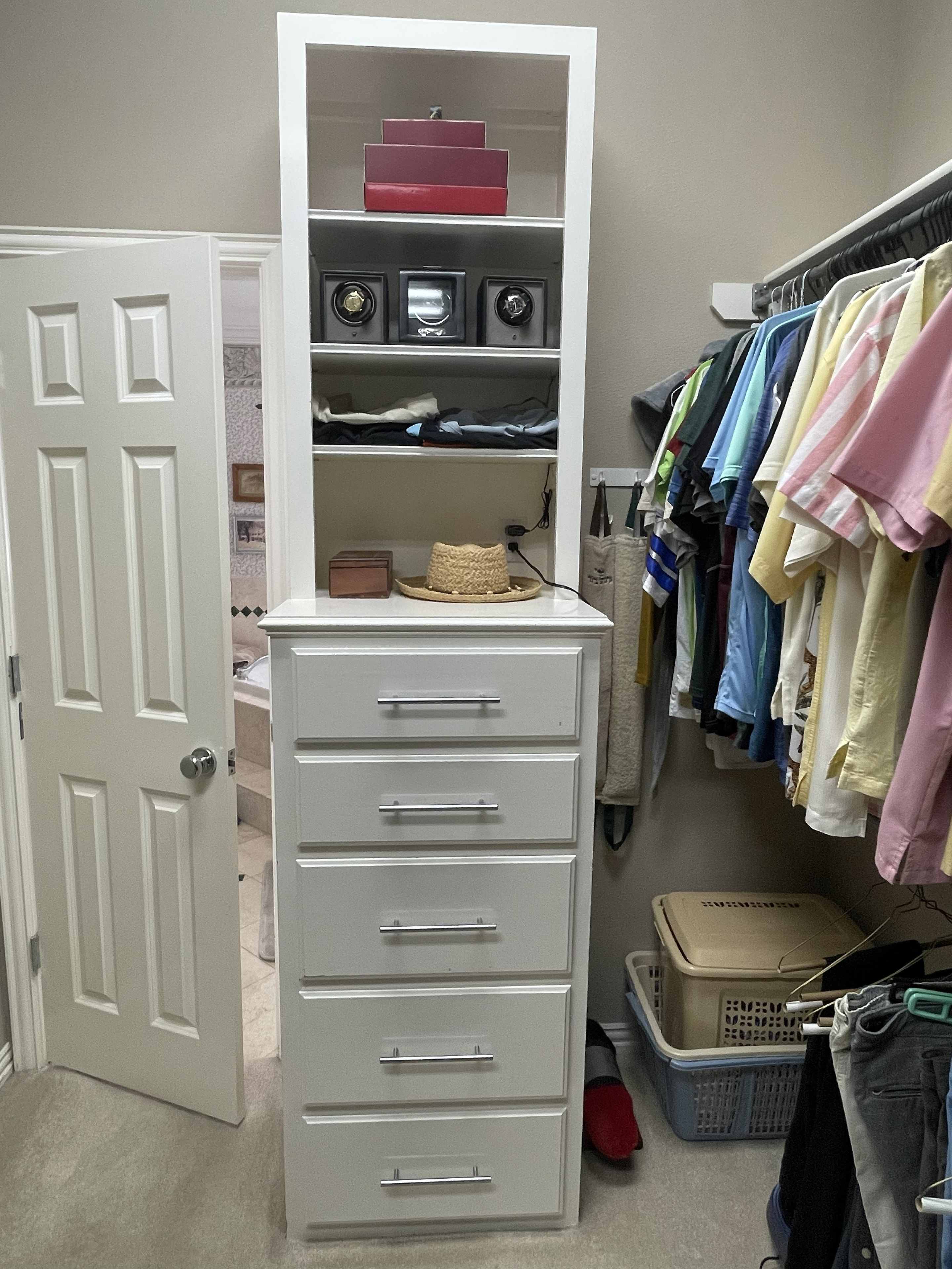 Clean organized closet with everything in its place